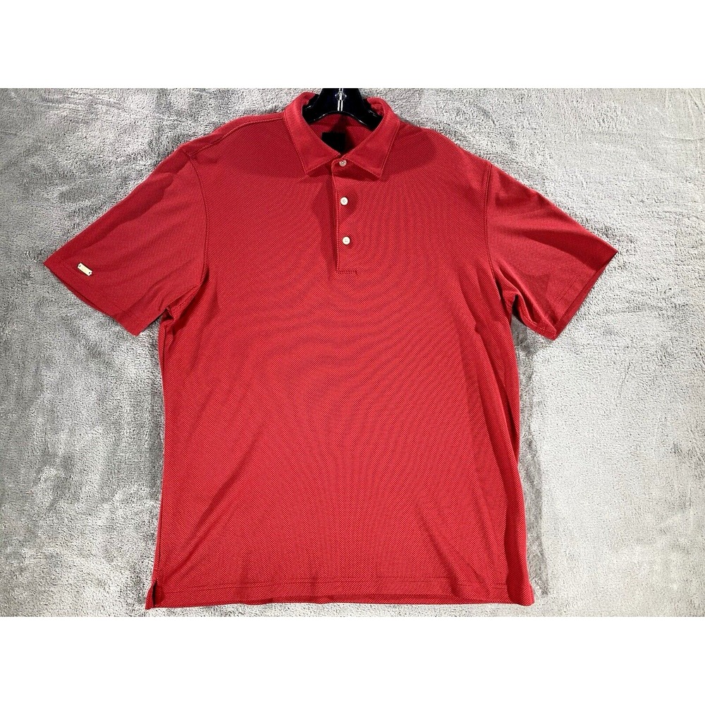 Greg Norman Play Dry Short Sleeve Golf Polo Shirt Mens size L Large Red